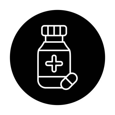 İlaç ikonlu ilaç şişesinin vektör çizimi
