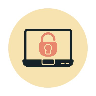 Basit dizüstü bilgisayar Aygıtı Kilitli simge vektör çizimi