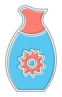 Vektör illüstrasyonu, sakeli kavanoz ikonu, Japon geleneksel alkol içeceği. 