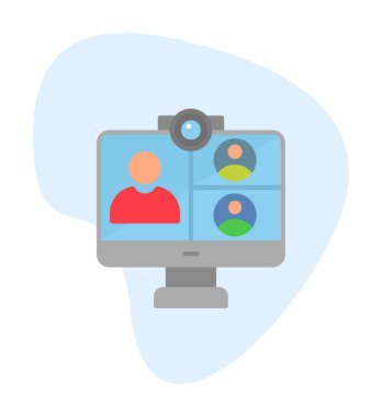 Basit çevrimiçi toplantı simgesi, vektör illüstrasyonu