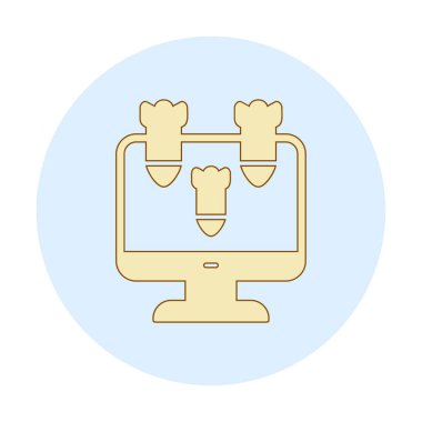 Dos hacker bomba ikonu olan düz bilgisayar monitörü