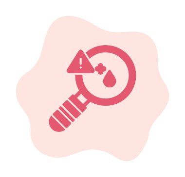 Büyüteç ve Kan testi ikonu vektörü. 