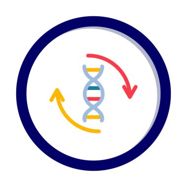 DNA ikon vektör çiziminin basit düz molekülü