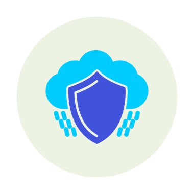 bulut güvenliği düz simgesi, vektör illüstrasyonu