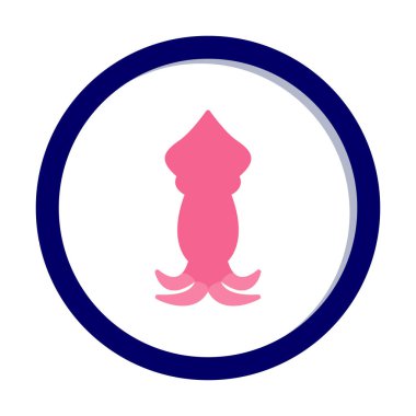 Beyaz arkaplanda mürekkep balığı vektörü simgesi 