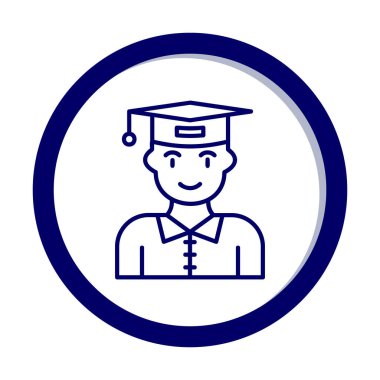 Mezuniyet başlığı simgesi vektör illüstrasyonu öğrencisi