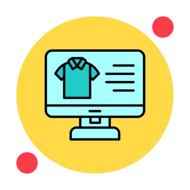 Basit Kumaş Çevrimiçi Alışveriş simgesi, vektör illüstrasyonu