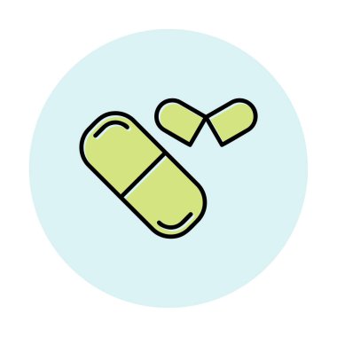 ilaç yassı ikonu, kapsüller, haplar            