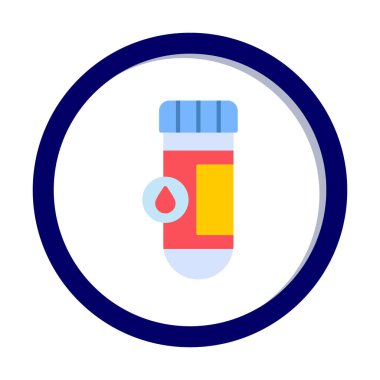 Kan testi tüpü ana hat vektör simgesi. Laboratuvar test sembolü, logo illüstrasyonu.