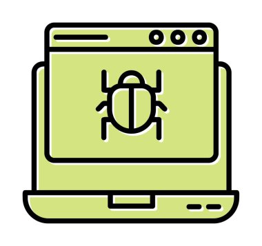 zararlı yazılım simgesinden etkilenen düz dizüstü bilgisayar 