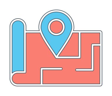 Konum iğnesi, vektör illüstrasyonlu harita simgesi