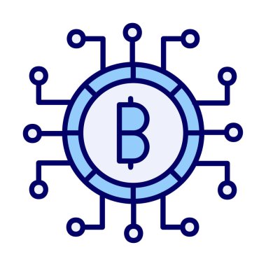 Bitcoin işareti, vektör illüstrasyonlu dijital para simgesi 