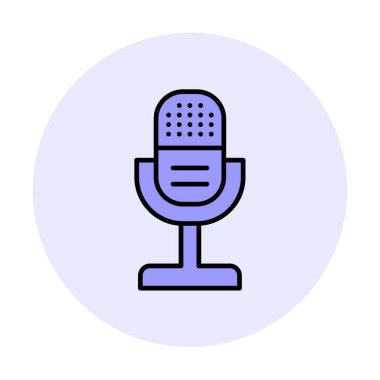 mikrofon yassı ikon. mikrofon logosu, vektör illüstrasyonu.