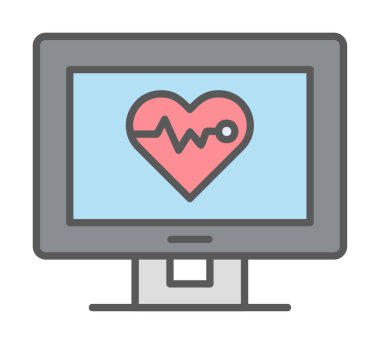 kardiyogram illüstrasyonlu düz ekran 