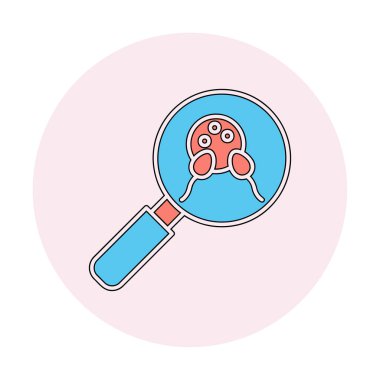 Büyüteç cam simgesi, vektör illüstrasyonlu bakteri denetimi  