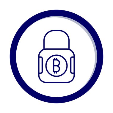 Basit düz bitcoin Ödenmiş Kilit simgesi, vektör illüstrasyonu