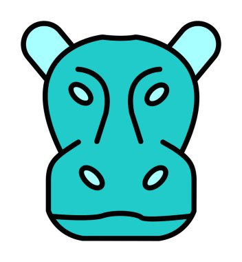 Hippopotamus baş ikon vektör çizimi