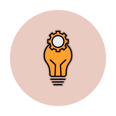 Cogwheel simgesi, vektör illüstrasyonlu ampul 