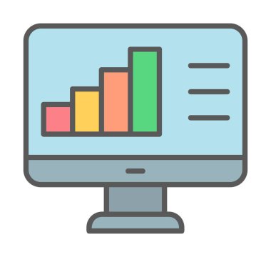 Basit Bilgisayar İzleme Veri Analizi simgesi, vektör illüstrasyonu