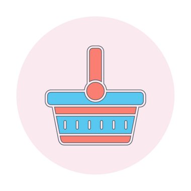 piknik sepeti web simgesi, vektör illüstrasyonu 