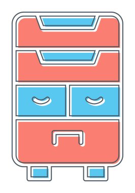 çekmeceler düz simge, vektör çizimi ile klozet 