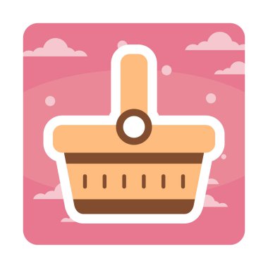 piknik sepeti web simgesi, vektör illüstrasyonu 