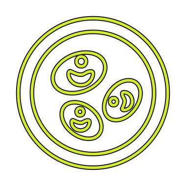 Bakteri petri kabı ve bakteri vektör simgesi 