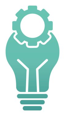 Cogwheel simgesi, vektör illüstrasyonlu ampul 