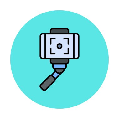 Akıllı telefon web simgesi, vektör illüstrasyonlu selfie çubuğu 