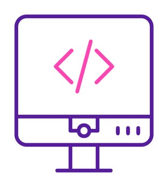 Kodlama. Web simgesi basit illüstrasyon                  