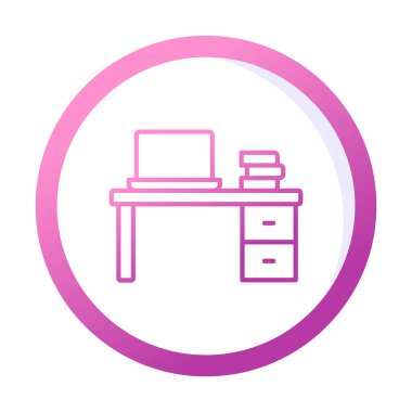 Ofis masa simgesinin vektör illüstrasyonu 