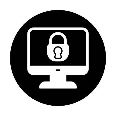 Basit Bilgisayar monitörü Ekran simgesi, vektör illüstrasyonunu kilitle