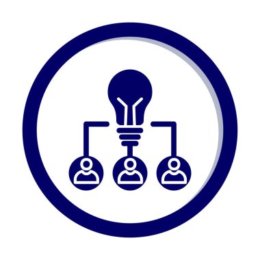 Takım Fikri, ampul ve iş dünyası ikonu, vektör illüstrasyonu