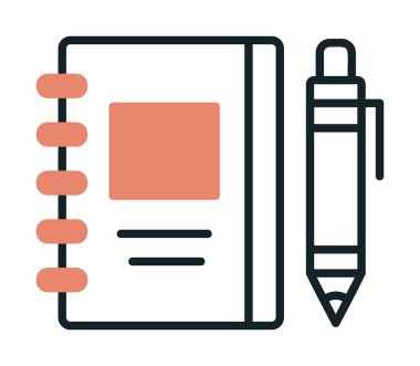 Çizim defteri ve kalem simgesi, vektör illüstrasyonu  