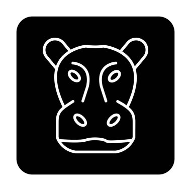 Hippopotamus baş ikon vektör çizimi