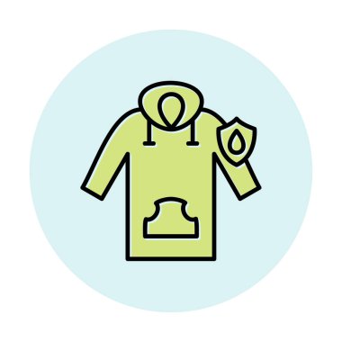 Su geçirmez kapüşonlu simge, vektör illüstrasyonu 