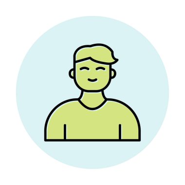 Saç stili vektör çizimi olan genç erkek avatar. 