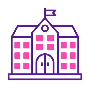 Üniversite binası ikonu. Düz renk tasarımı. vektör illüstrasyonu.                           