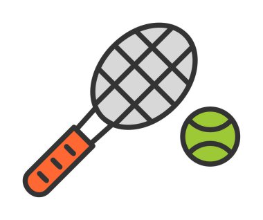 Tenis topu ve raket hattı biçim vektör tasarımı                  