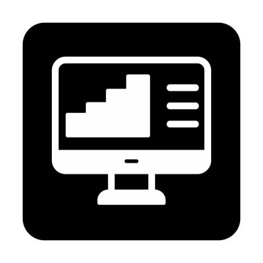 Basit Bilgisayar İzleme Veri Analizi simgesi, vektör illüstrasyonu