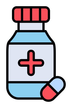 İlaç ikonlu ilaç şişesinin vektör çizimi