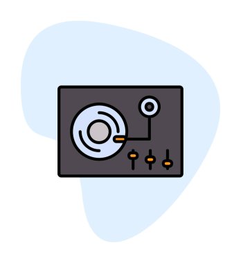 Basit vinil oynatıcı Turntable simgesi, vektör illüstrasyonu