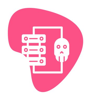 veri merkezi ve Hackleme vektör çizgisi simgesi, imza illüstrasyonu 