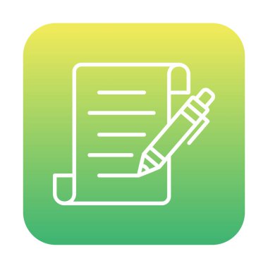 Kalem simgesi ve vektör illüstrasyonlu kağıt sayfası 