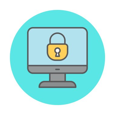 Basit Bilgisayar monitörü Ekran simgesi, vektör illüstrasyonunu kilitle