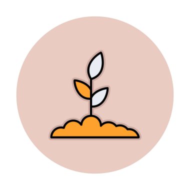 Yer simgesinde büyüyen bitki, vektör illüstrasyonu 