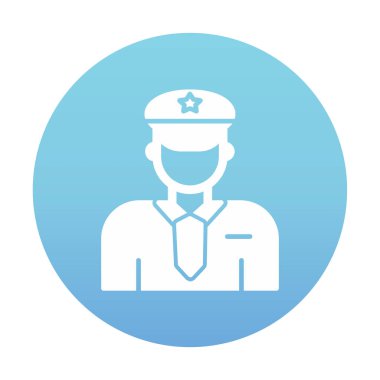 Üniformalı düz simgeli polis memurunun vektör çizimi