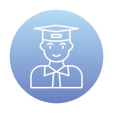 mezun düz ikon. Düz stil tasarımı öğrencisi