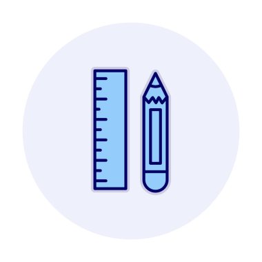 Kalem ve cetveli satırı simgesi, vektör çizim