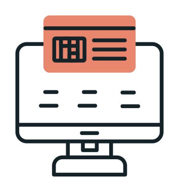 Basit Çevrimiçi Ödeme simgesi, vektör illüstrasyonu